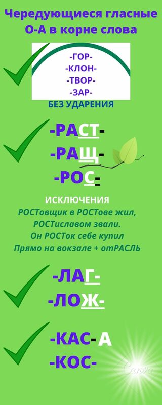 Гласные о-а в корнях с чередованием. 5 класс